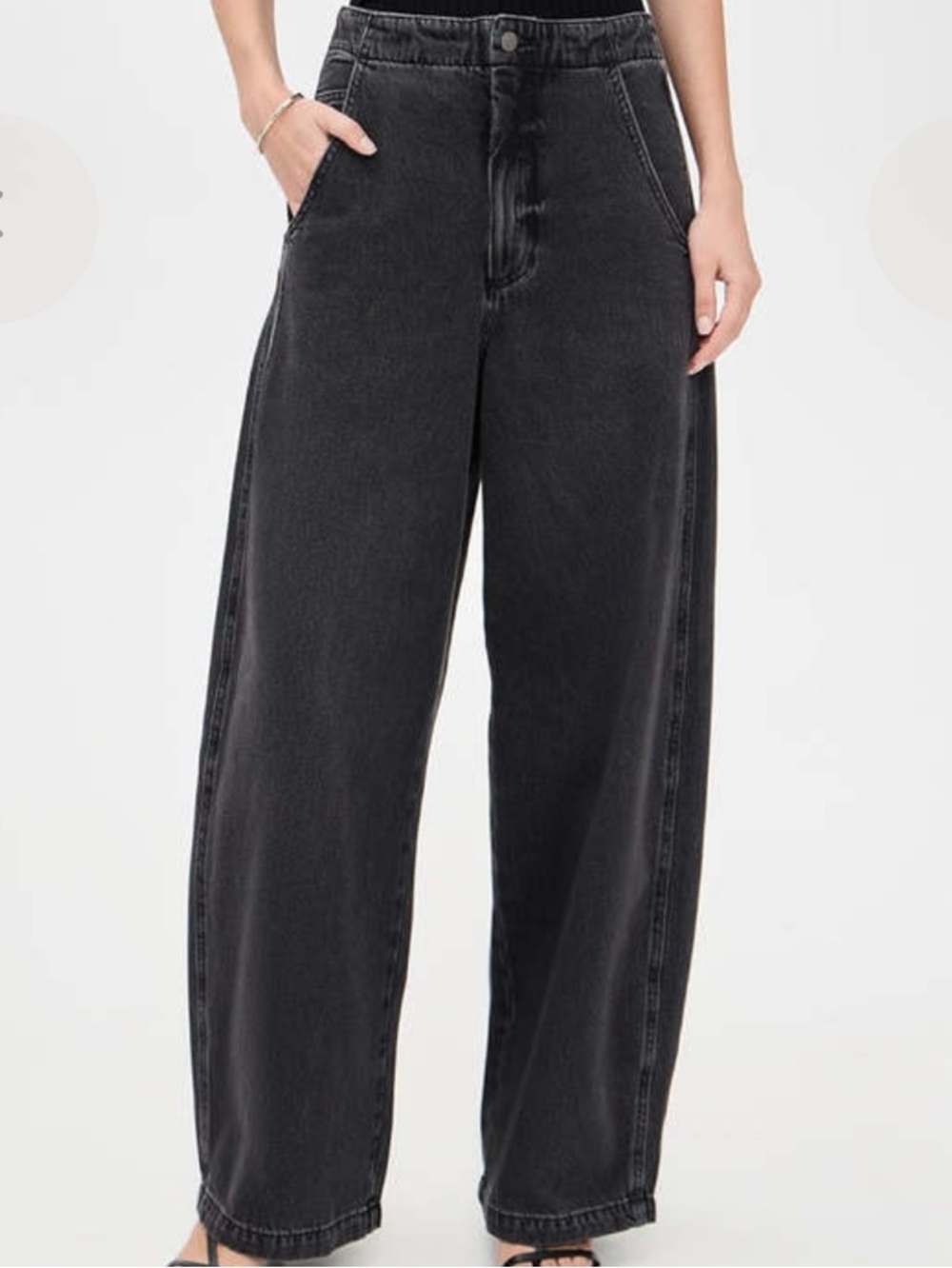 New Pistola Lottie High Rise Relaxed Bowed Leg Charcoal Black Zen 28 (30”) Wide